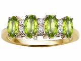 Tommaso Design™ Oval 5x3mm Genuine 4 Stone Peridot and Diamond Band