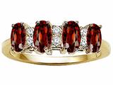 Tommaso Design™ Genuine 4 Stone Garnet and Diamond Band