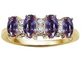 Tommaso Design™ Oval 5x3mm 4 Stone Simulated Alexandrite And Genuine Diamond Ring
