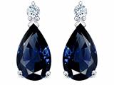 Tommaso Design™ Pear Shape 8x6mm Genuine Sapphire And Diamond Earrings
