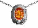 Tommaso Design™ Oval 7x5mm Genuine Orange Sapphire Pendant