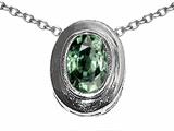 Tommaso Design™ Oval 7x5mm Genuine Green Sapphire Pendant