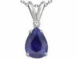 Tommaso Design™ Pear Shape 8x6mm Genuine Sapphire and Diamond Pendant