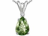 Tommaso Design™ Pear Shape 8x6mm Genuine Green Sapphire and Diamond Pendant