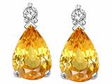 Tommaso Design™ Pear Shape 8x6mm Genuine Yellow Orange Sapphire and Diamond Earrings