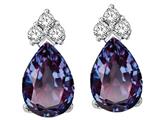 Tommaso Design™ Pear Shape 7x5 mm Simulated Alexandrite And Genuine Diamond Earrings
