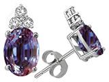 Tommaso Design™ Oval 8x6mm Simulated Alexandrite And Genuine Diamond Earrings