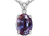 Tommaso Design™ Oval 9x7 mm Simulated Alexandrite And Genuine Diamond Pendant