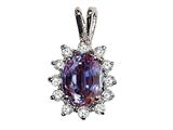 Tommaso Design™ Oval 8x6 mm Simulated Alexandrite And Genuine Diamond Pendant