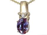 Tommaso Design™ Oval 8x6 mm Simulated Alexandrite And Genuine Diamond Pendant