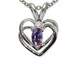 Tommaso Design™ Oval 5x3 mm Simulated Alexandrite And Genuine Diamond Heart Pendant