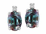 Tommaso Design™ Simulated Alexandrite And Genuine Diamond Earring