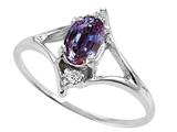 Tommaso Design™ Oval 6x4 mm Simulated Alexandrite And Genuine Diamond Ring