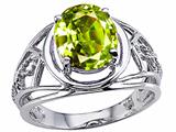 Tommaso Design™ Oval 10x8 mm Genuine Large Peridot Ring