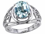 Tommaso Design™ Genuine Large Oval Aquamarine Ring.
