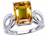 Tommaso Design™ Emerald Cut 10x8 mm Genuine Large Citrine Ring