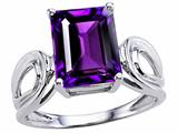 Tommaso Design™ Large Emerald Cut Genuine Amethyst Ring.