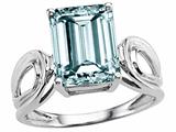 Tommaso Design™ Genuine Large Emerald Cut Aquamarine Ring.