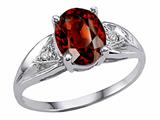 Tommaso Design™ Genuine 9x7 Oval Garnet and Diamond Ring