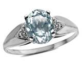 Tommaso Design™ Genuine 9x7 Oval Aquamarine and Diamond Ring