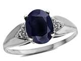 Tommaso Design™ Genuine Oval Sapphire and Diamond Ring