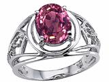Tommaso Design™ Oval 9x7mm Genuine Large Pink Tourmaline Ring