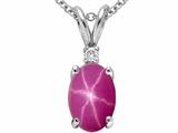 Tommaso Design™ Oval 8x6 mm Created Star Ruby and Genuine Diamond Pendant