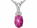 Tommaso Design™ Oval 7x5mm Created Star Ruby and Genuine Diamond Pendant