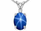 Tommaso Design™ Created Star Sapphire and Genuine Diamond Pendant