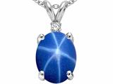 Tommaso Design™ Created Star Sapphire and Genuine Diamond Pendant