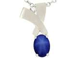 Tommaso Design™ Oval 7x5mm Created Star Sapphire and Genuine Diamond Pendant
