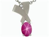 Tommaso Design™ Oval 7x5mm Created Star Ruby and Genuine Diamond Pendant