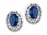 Tommaso Design™ Oval 6x4 mm Genuine Sapphire Earrings