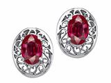 Tommaso Design™ Genuine Oval Ruby Earrings