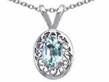Tommaso Design™ Genuine Aquamarine Oval Pendant