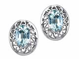 Tommaso Design™ Oval 6x4 mm Genuine Aquamarine Earrings