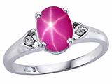 Tommaso Design™ Oval 8x6mm Created Star Ruby and Genuine Diamond Ring