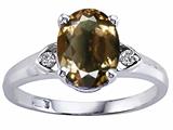 Tommaso Design™ Oval 9x7 mm Genuine Smoky Quartz and Diamond Ring