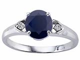 Tommaso Design™ Round 7mm Genuine Black Sapphire Ring