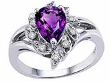 Tommaso Design™ Genuine Amethyst and Diamond Ring
