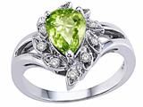 Tommaso Design™ Pear Shape 8x6 mm Genuine Peridot and Diamond Ring