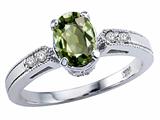 Tommaso Design™ Oval 7x5 mm Genuine Green Sapphire and Diamond Ring
