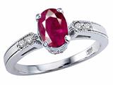 Tommaso Design™ Genuine Ruby and Diamond Ring
