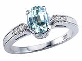 Tommaso Design™ Genuine Aquamarine and Diamond Ring