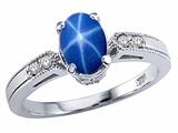 Tommaso Design™ Created Star Sapphire and Genuine Diamond Ring