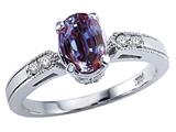 Tommaso Design™ Oval 7x5 mm Simulated Alexandrite And Genuine Diamond Ring
