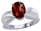 Tommaso Design™ 9x7mm Oval Genuine Garnet Ring.