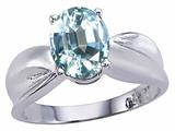 Tommaso Design™ Genuine 9x7mm Oval Aquamarine Ring.