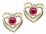 Tommaso Design™ Genuine Ruby and Diamond Heart Earrings