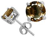 Tommaso Design™ Round 7mm Genuine Smoky Quartz Earring Studs